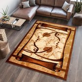 Tapiso Dorian Vloerkleed Woonkamer Slaapkamer Bruin Creme Beige Bladeren Modern Abstract Design Sfeervol Duurzaam Hoogwaardig Tapijt Maat - 190x270