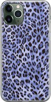 iPhone 11 Pro Hoesje - Siliconen Hoesje - Transparant - Flexibel - Shockproof - Met Dierenprint - Luipaard Patroon - Paars