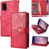 Samsung Galaxy S10 Plus Luxe Book Case Hoesje met Koord - PU Leer - Pasjeshouder - Magnetische Sluiting - Samsung Galaxy S10 Plus - Rood