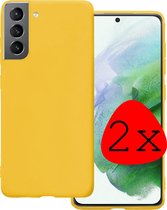 Samsung Galaxy S21 Plus Hoesje Geel Siliconen - Samsung Galaxy S21 Plus Case Back Cover Geel Silicone - Samsung Galaxy S21 Plus Hoesje Siliconen Hoes Geel - 2 Stuks