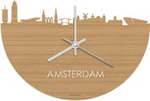 Skyline Klok Amsterdam Bamboe hout - Ø 40 cm - Woondecoratie - Wand decoratie woonkamer - WoodWideCities