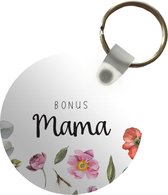 Sleutelhanger - Spreuken - Quotes - Mama - Bonus mama - Plastic - Rond - Uitdeelcadeautjes