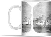 Mok - Zwart-wit illustratie van een zeilboot in Djedda in Saoedi-Arabië - 350 ml - Beker