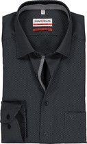 MARVELIS modern fit overhemd - mouwlengte 7 - zwart met grijs mini dessin (contrast) - Strijkvrij - Boordmaat: 41