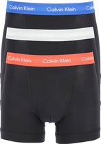 Calvin Klein trunks (3-pack) - heren boxers normale lengte - zwart met gekleurde tailleband -  Maat: L