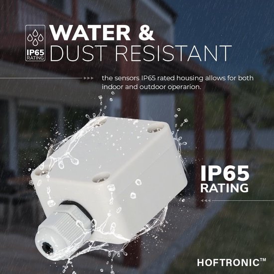 HOFTRONIC Schemerschakelaar - IP65 waterdichte daglichtsensor voor buiten en binnen - 3-100 Lux gevoeligheid - 3 jaar garantie - volledig instelbaar - HOFTRONIC