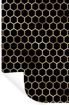 Muurstickers - Sticker Folie - Patronen - Hexagon - Goud - 40x60 cm - Plakfolie - Muurstickers Kinderkamer - Zelfklevend Behang - Zelfklevend behangpapier - Stickerfolie
