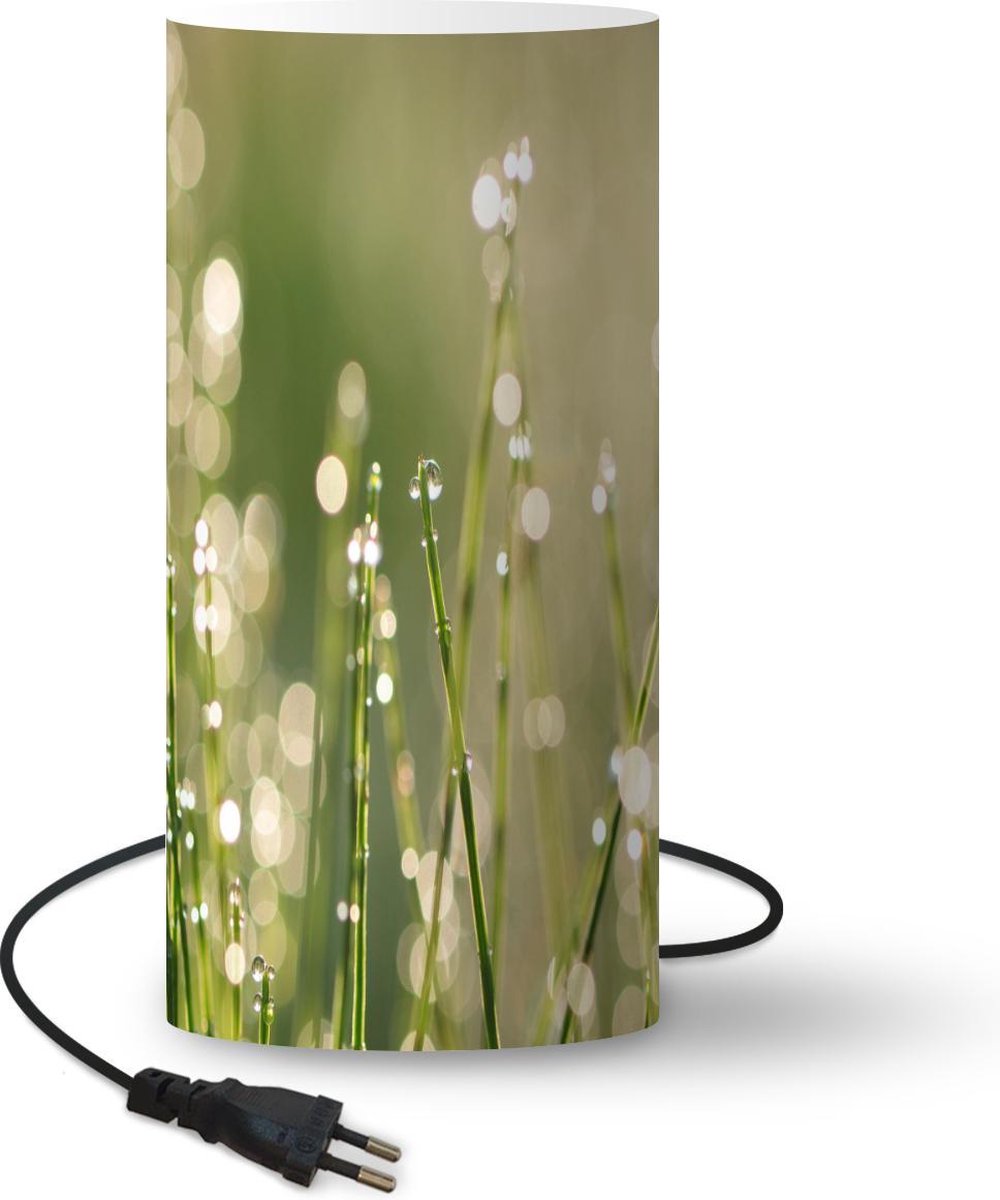 Lamp - Nachtlampje - Tafellamp slaapkamer - Vroege dauw op grassprieten - 33 cm hoog - Ø15.9 cm - Inclusief LED lamp
