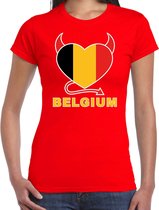 Belgium hart supporter t-shirt rood EK/ WK voor dames - EK/ WK shirt / outfit 2XL