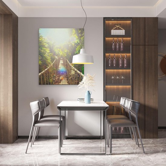 Artaza - Peinture sur toile - Pont en bois dans la jungle tropicale - 80 x 100 - Groot - Photo sur toile - Impression sur toile