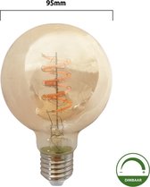 LED Filament Globe lamp amber - spiraal | 95mm | 4 Watt | Dimbaar | 2200K - Extra warm