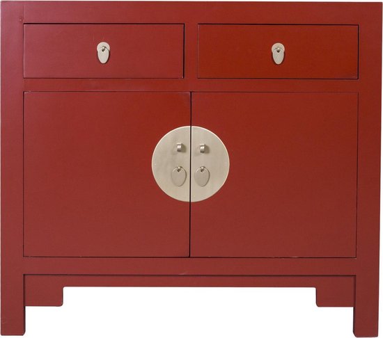 Fine Asianliving Armoire Chinoise Rouge - Rouge Rubis - Collection Orientique L90xP40xH80cm Meubles Chinois Armoire Orientale