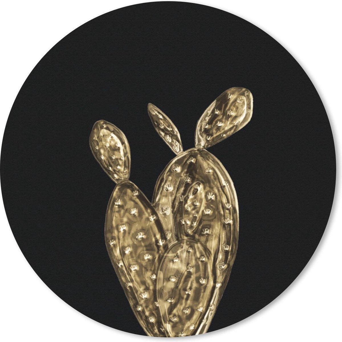 Muismat rond 50x50 cm - Mousepad Cactus - Goud - Planten - Ronde muismatten