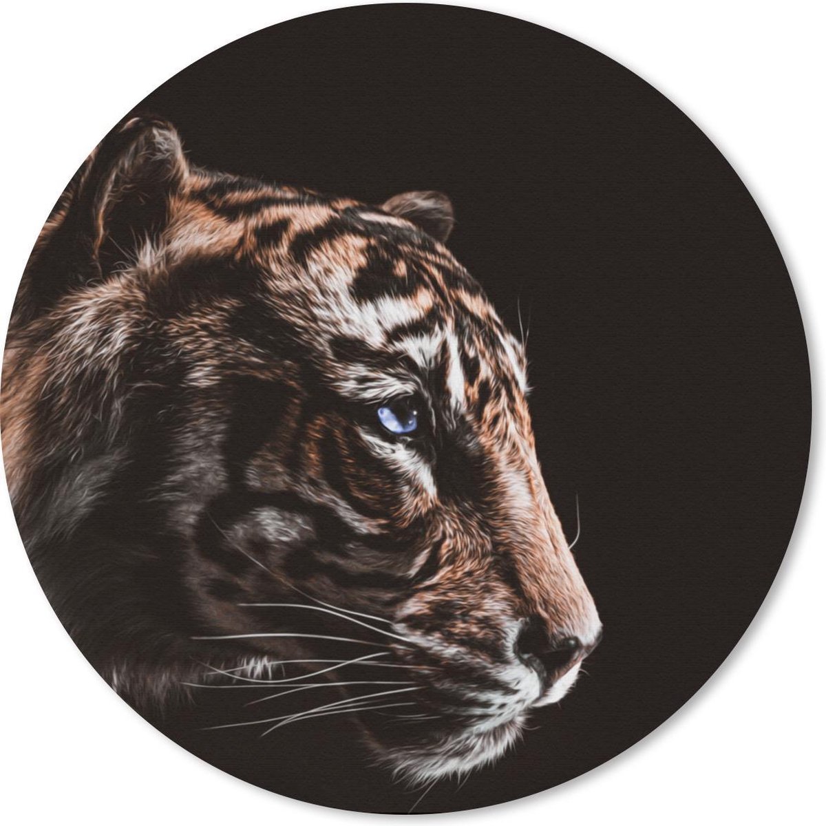 Muismat rond 50x50 cm - Mousepad Tijger - Dieren - Zwart - Ronde muismatten