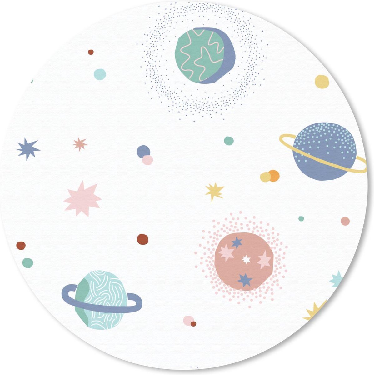 Muismat rond 50x50 cm - Mousepad Ruimte - Sterren - Kinderen - Ronde muismatten
