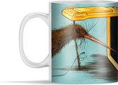 Mok - Illustratie van een kiwi vogel bij een container - 350 ml - Beker