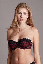 Monique MC Dames Lingerie voorgevormde strapless met beugel BH (13-588) - WINTERSALE - Maat 85D - ZWART-KERS