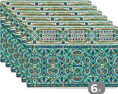 Placemat - Placemats kunststof - Een traditionele Marokkaanse mozaïekdecoratie - 45x30 cm - 6 stuks - Hittebestendig - Anti-Slip - Onderlegger - Afneembaar