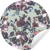 Papier Peint Cercle - Fleurs - Roses - Vert - ⌀ 30 cm