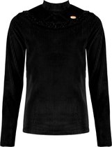 NoBell meiden rib shirt met turtle neck en rouches Kuya Jet Black