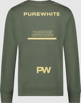 Purewhite -  Heren Regular Fit   Sweater  - Groen - Maat M