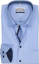 MARVELIS comfort fit overhemd - lichtblauw structuur (contrast) - Strijkvrij - Boordmaat: 50