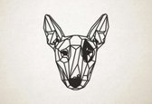 Line Art - Hond - Bull Terrier - XS - 29x25cm - Zwart - geometrische wanddecoratie
