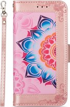 Hoesje geschikt voor iPhone 12 Pro Max - Bookcase - Koord - Pasjeshouder - Portemonnee - Mandalapatroon - Kunstleer - Roze