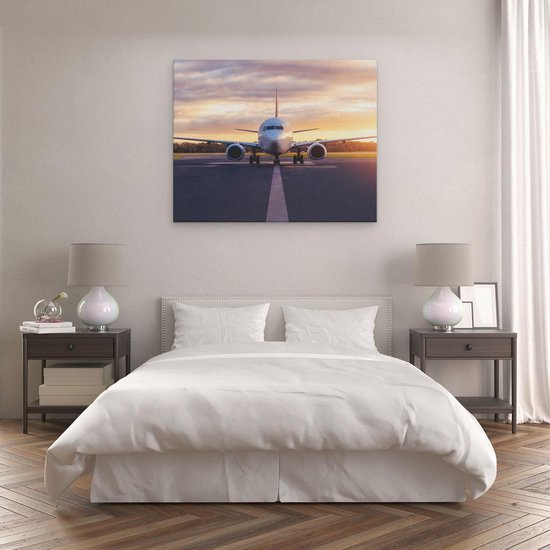 Artaza Peinture Sur Toile Avion Sur La Piste - 100x80 - Groot - Photo Sur Toile - Impression Sur Toile