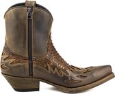 Mayura Boots 12 Bruin/ Roestbruin Cowboy Western Heren Enkellaars Spitse Neus Schuine Hak Rits Waxed Leather Maat EU 45
