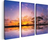 Artaza Canvas Schilderij Drieluik Silhouet Van Bomen Tijdens Zonsondergang - 120x80 - Foto Op Canvas - Canvas Print