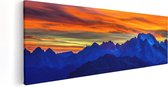 Artaza Canvas Schilderij Oranje Zonsondergang In De Bergen - 120x40 - Groot - Foto Op Canvas - Canvas Print