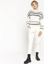 LOLALIZA Kabelgebreide trui met jacquard - Ecru - Maat XL