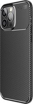 Apple iPhone 13 Pro Hoesje Siliconen Carbon TPU Back Cover Zwart