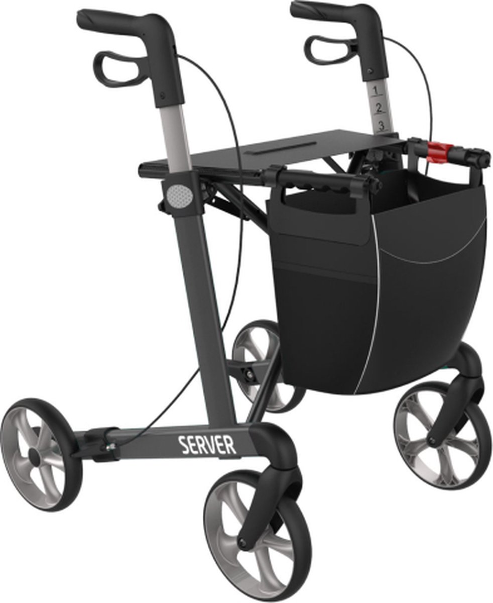 Server Lichtgewicht Rollator Antraciet Medium - Zachte comfort banden