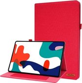 Voor Huawei MatePad Pro 12.6 2021 Horizontale Flip TPU + Stof PU Lederen Beschermhoes met Naam Card Clip (Rood)