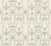 A.S. Création behangpapier barokprint zilver, grijs en wit - AS-343923 - 53 cm x 10,05 m