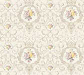 A.S. Création behangpapier barokprint beige, grijs, roze, geel en groen - AS-343912 - 53 cm x 10,05 m