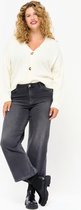 LOLALIZA Cropped jeans met wijde pijpen - Donker Grijs - Maat 40
