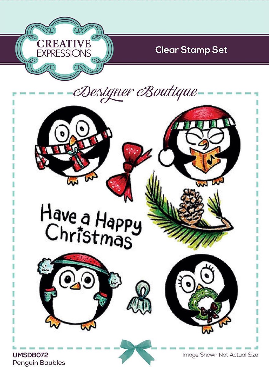 Creative Expressions Designer Boutique Collection Clear Stamp Set Penguin Baubles A6