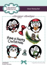Creative Expressions Designer Boutique Collection Clear Stamp Set Penguin Baubles A6