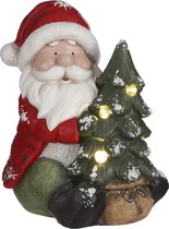 House of Seasons Kerstman Kerstbeeld met Verlichting - L22,5  x B21,5 x H25,5 - Rood