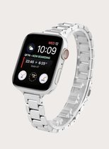 Luxe Dunne Metalen Apple Watch Bandje - Zilver - 42/44 mm - Apple Watch Series 1/2/3/4/5/6/SE Horloge Bandje - iWatch Schakel Polsband Strap RVS - Stainless Steel Watch Band