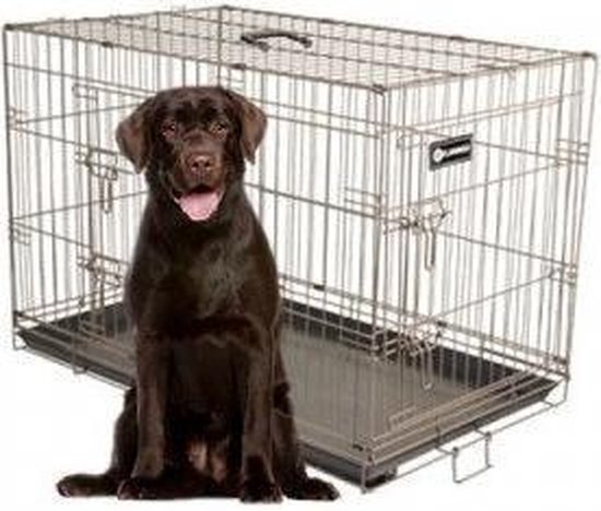 Cage Pour Chien Ebo Taupe XXL 76x124x83cm - Cage en métal Chien