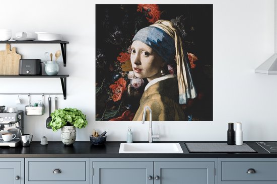 Stickers Stickers muraux - La fille à la perle - Vermeer - Art - 100x100 cm - Feuille adhésive XXL