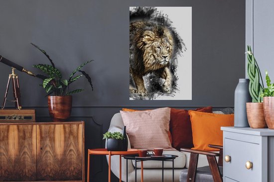 Stickers Stickers muraux - Illustration - Lion - Zwart - 60x90 cm - Feuille adhésive