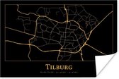 Poster Plattegrond - Tilburg - Goud - Zwart - 120x80 cm - Stadskaart