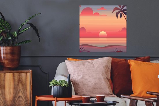 Affiche Soleil - Mer - Plage - Palmier - 50x50 cm