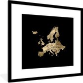Fotolijst incl. Poster - Europa kaart - Goud - Zwart - 40x40 cm - Posterlijst