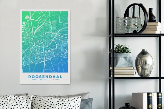 Tableau sur toile Carte de ville - Roosendaal - Nederland - Blauw - 40x60 cm - Décoration murale